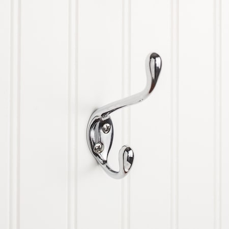 Elements 4-1/2" Polished Chrome Large Transitional Double Prong Wall Mounted Hook YD40-450PC